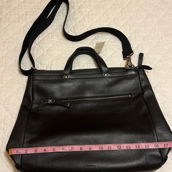 Fossil Haskell Workbag Leather Messenger Tote Bag Laptop NWT Leather - Picture 7 of 8